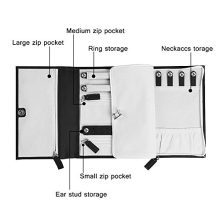 ONLVAN Leather Travel Jewelry Case Roll Bag Soft Travel Jewelry Organizer Storage
