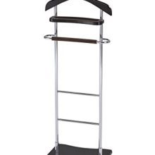 InRoom Designs Kings Brand Chrome/Walnut Finish Wood & Metal Suit Valet