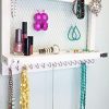 Large White and Silver Wall Mounted Hanging Jewelry Organizer