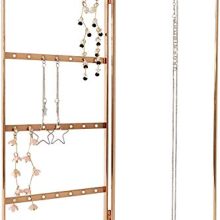 Simple and Neat Bi-Folding Jewelry Storage Stand for Earrings, Bracelets and Necklaces, Gold Finish