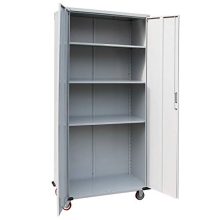 Goujxcy 71" Tall Rolling Metal Storage Cabinet – Lockable Garage & Office Organizer
