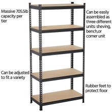 Topeakmart 4 Packs 5-Tier Black Garage Shelving Unit, Steel Display Rack