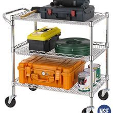 Finnhomy 3 Tier Heavy Duty Commercial Grade Utility Cart, Wire Rolling Cart