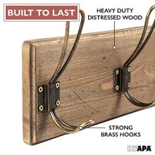 Wall Mounted Coat Rack - Rustic Wooden 4 Hook Coat Hanger Rail