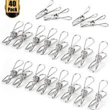 Clothespin 2.2" Pin,40 Pack Stainless Steel Wire Clip,Durable Metal Pin