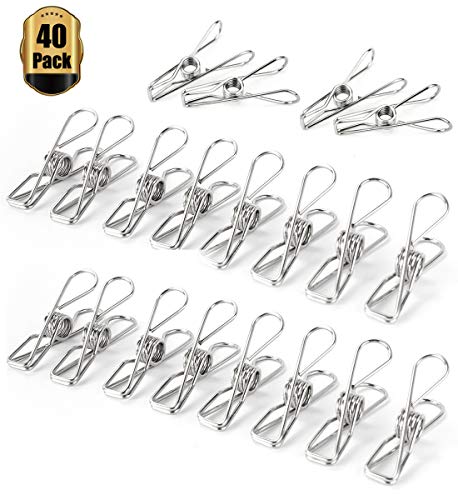 Clothespin 2.2" Pin,40 Pack Stainless Steel Wire Clip,Durable Metal Pin