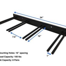 StoreYourBoard Ski Wall Storage Rack, Holds 8 Pairs, Steel Home and Garage