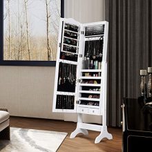Giantex Lockable Standing Jewelry Armoire with 14 Auto-on LED & Full Length