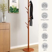 Floor Coat Rack, 8 Hooks Vintage Wooden Tree Coat Rack Stand Free Standing Coat