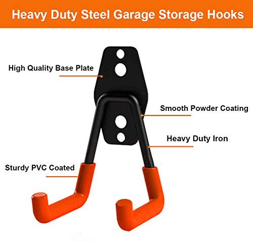 Dirza Steel Garage Storage Utility Double Hooks, Heavy Duty U- Hooks