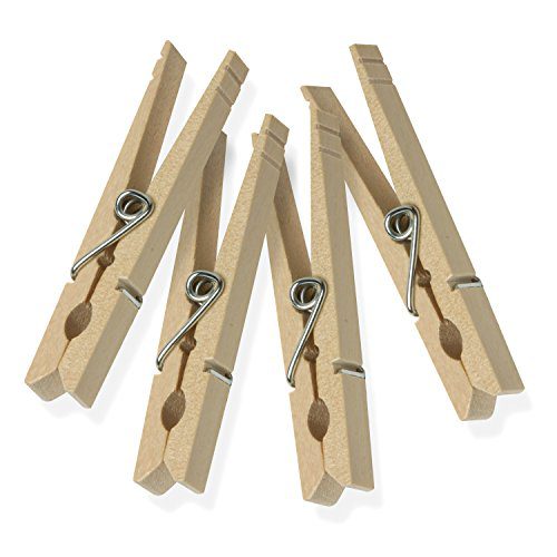 Honey-Can-Do DRY-01375 Wood Clothespins with Spring, 50-Pack, 3.3-inches Length