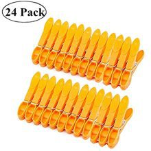 DurReus Strong Hanger Clips Wide Open Clothes Pegs Large Clothing Line Clothespin for Laundry Outdoor Kitchen 24 Pack Orange