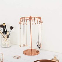 MyGift 14-Inch Copper-Tone Scrollwork 24 Hook Necklace Tower