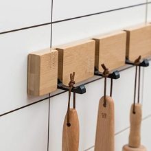TZAMLI Coat Rack, Wall-Mounted Natural Bamboo Coat Rack, Large Size