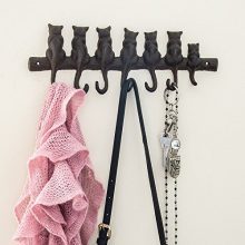 Comfify 7 Cats Cast Iron Wall Hanger - Decorative Cast Iron Wall Hook Rack