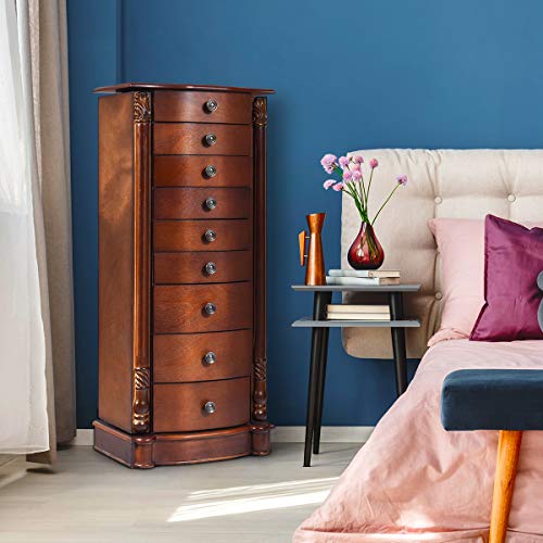 GOFLAME Chest Armoire Cabinet Standing with Mirror, Storage Organizer