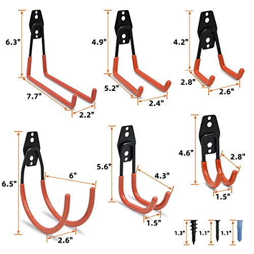 Homydom 10-Pack Garage Storage Double Hooks, Wall Mount Utility Steel Hangers