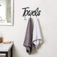 MyGift Black Metal Towels Design Wall Mounted 3-Hook Towel Hanger Rack