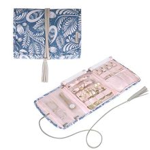 bagsmart Travel Jewelry Organizer Case Foldable Floral Jewelry Roll with Tassel for Journey-Rings, Necklaces, Earrings, Bracelets