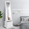 FUNKOCO Swiveling Mirror Jewelry Armoire,LED Jewelry Storage Cabinets,360°Rotating Jewelry Organizer - White