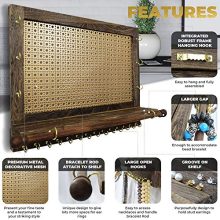 Large Wall Mounted Rustic Jewelry Organizer | Premium Decorative Mesh &Grooved