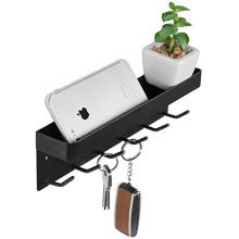 MyGift 6-Hook Wall-Mounted Black Metal Key Holder