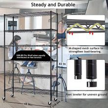 6 Tier Storage Shelves Metal Wire Shelving Unit Height Adjustable NSF Heavy Duty