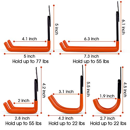 ZNCMRR Steel Garage Storage Utility Double Hooks, Heavy Duty Wall Hooks
