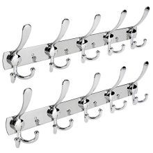 Trotinic Wall Mounted Coat Hooks,2 Pack 15 Hooks Stainless Steel Clothes Hooks