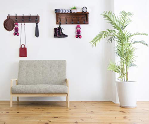 Set of 2 Entryway Coat Rack Wall Mounted with Shelf Rustic Coat Hooks