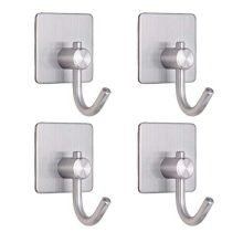 Towel Hooks Adhesive Hook Heavy Duty Wall Hooks Chrome Waterproof Utility Hooks Hanger for Coat Key Hat Bag - Bathroom Kitchen Home(4 Packs)