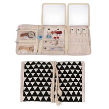 Travel Jewelry Roll,Jewelry Storage Bag Organizer for Earrings,Necklaces,Bracelets,Rings,Brooches and More,Compact and Foldable,Tied Up with Rope