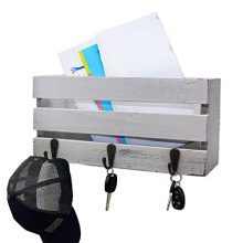 Rustic Wall Mounted Mail Sorter with 3 Key Hooks ~ Coat Hanger, Purse Hanger