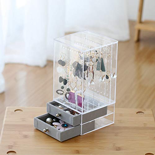 Sooyee Clear Jewelry Box for Women,Ring Earrings Necklace & Bracelet Hanger