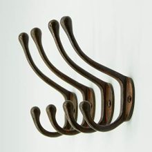 Vintage Cast Iron Wall Hooks (Rustic Finish, Set of 4) - Farmhouse Coat Hooks
