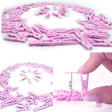 Mini Pink Clothespins | 100 Pack 1.25" Inch Clothes Pins Plastic Baby Shower Favors