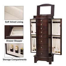 Graceful Walnut Finish Jewelry Armoire Organizer 🌟💍