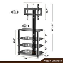 TAVR 4-Tiers Media Component TV Stand with Swivel Mount Audio Shelf
