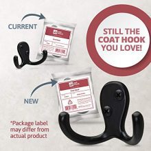 Jack N' Drill 6 Pack Double Coat Hooks in Black Finish, Easy to Install Stronger