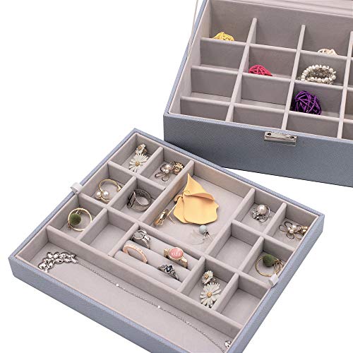 X•Rhea Jewelry Box, Two Layers 32 compartments Jewelry Organizer