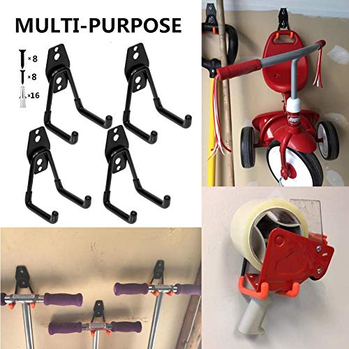 Garage Utility Double Hooks,Heavy Duty Steel Wall Mount Storage Organizer