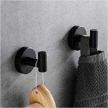 POKIM Matte Black Towel Hook Stainless Steel Bathroom Rustproof Clothes Towel