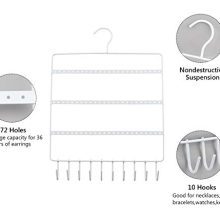 Sdootjewelry Wall Mount Earring Necklace Holder, Metal Jewelry Hanging Organizer