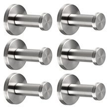 Sumnacon Brushed Stainless Steel Towel Hook, 6 Pcs Wall Mount Robe Coat