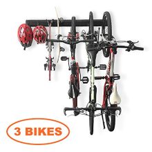 Bike Storage Rack Garage Hooks System Holds 3 Bicycles Wall Mount