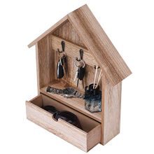 Wall Mount Entryway Key Holder Hooks, Key Hooks for Wall, Wooden Key Holder/Organizer with 3 Key Hooks