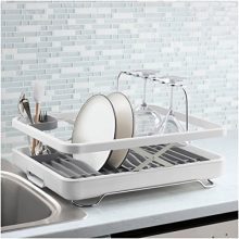 KOHLER Large Collapsible & Storable Dish Drying Rack with Wine Glass Holder