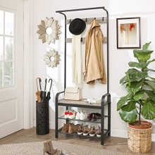 VASAGLE DAINTREE Coat Rack, Shoe Bench, Hall Tree, Entryway Storage Shelf