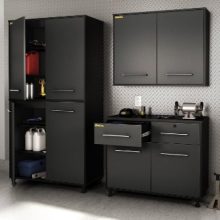 South Shore Karbon 4-Door Tall Storage Cabinet with Adjustable Legs