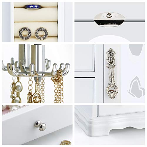 RR ROUND RICH DESIGN Jewelry Box - Made of Solid Wood with 4 Drawers
